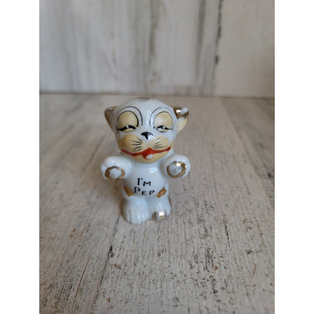 Vintage‎ japan cat I'm pep pepper shaker ceramic kitchen figure dog